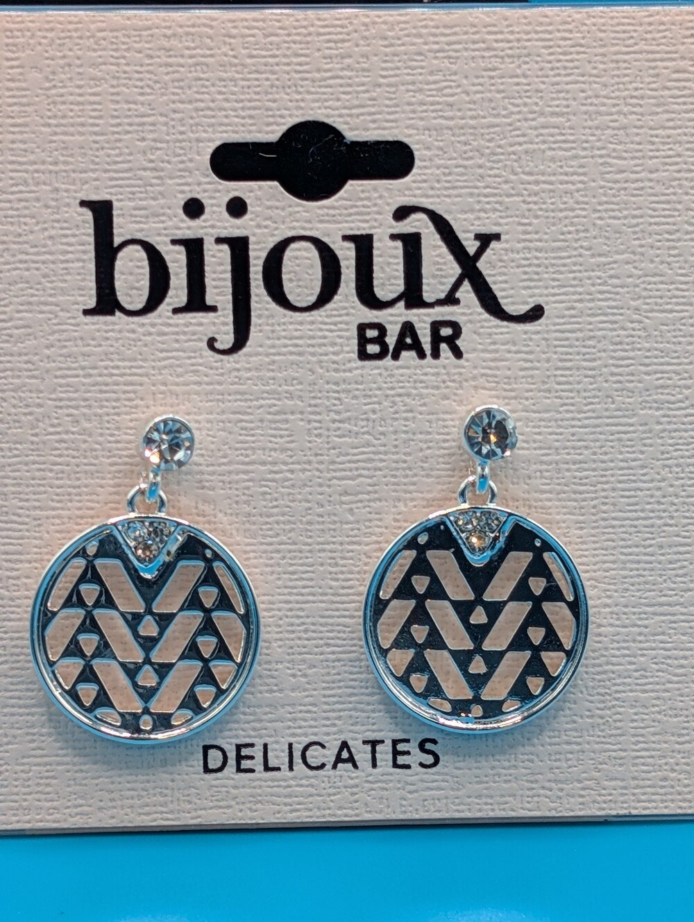 Silver Tone Geometric Drop Earrings - Silver
